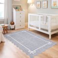 thumbnail image 3 of GlowSol 5'x7' Scalloped Bow Border Area Rug, Modern Solid Washable Rug with Non Slip TPR Backing, Stain Resistant Low Pile Indoor Carpet Mat for Bedroom Hallway Nursery Decor, Grey, 3 of 7