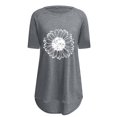 thumbnail image 2 of Pxiakgy Vente Chaude!! T-Shirt Graphique Tournesol Mignon à Manches Courtes Imprimé Vintage Mode Décontractée Col Rond Manches Courtes devant Long Dos T-Shirt Gris S, 2 of 4