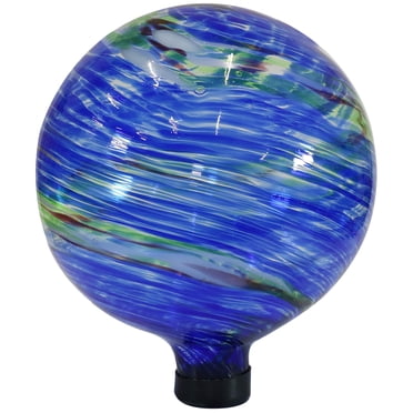 Sunnydaze Boule d'Observation des Aurores Boréales - Tourbillon Bleu et Vert, Sphère Décorative en Verre pour Jardin - Ornement d'Orbe pour Patio Extérieur, Pelouse et Cour - 10 Pouces