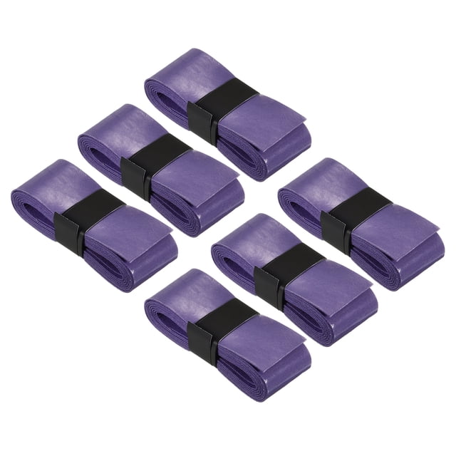 Unique Bargains 43.3' Non-Slip PU Tennis Racket Overgrip Tape Wraps with Hole Purple 6 Pack