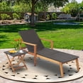 thumbnail image 1 of Costway 2PCS Patio Rattan Lounge Chair Chaise Recliner Wood Back Adjust W/Folding Table, 1 of 10
