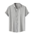 thumbnail image 1 of Penkiiy Chemise Décontractée pour Homme Unie à Col Rabattu à Manches Courtes avec Fermeture à Boutons Blouse Hawaïenne TG Gris, 1 of 9