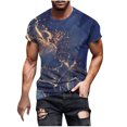 thumbnail image 2 of Qertyioot Hommes Imprimer Manches Courtes Col Rond T-shirt Casual Mode Manches Courtes Été Clair, 2 of 5