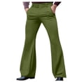 thumbnail image 1 of Xuniizn Mens Dress Pants, Solid Color Zipper Button Stretch Flared Pants with Pockets, Business Fashion Comfortable Formal Suit Trousers, 1 of 7