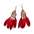 thumbnail image 2 of Feathers Earrings Long Drop Dangle Easy Matching Multicolor Tassel Pendant Classical Comfortable Modern Style Ear Pendants for Women Jewelry red, 2 of 5