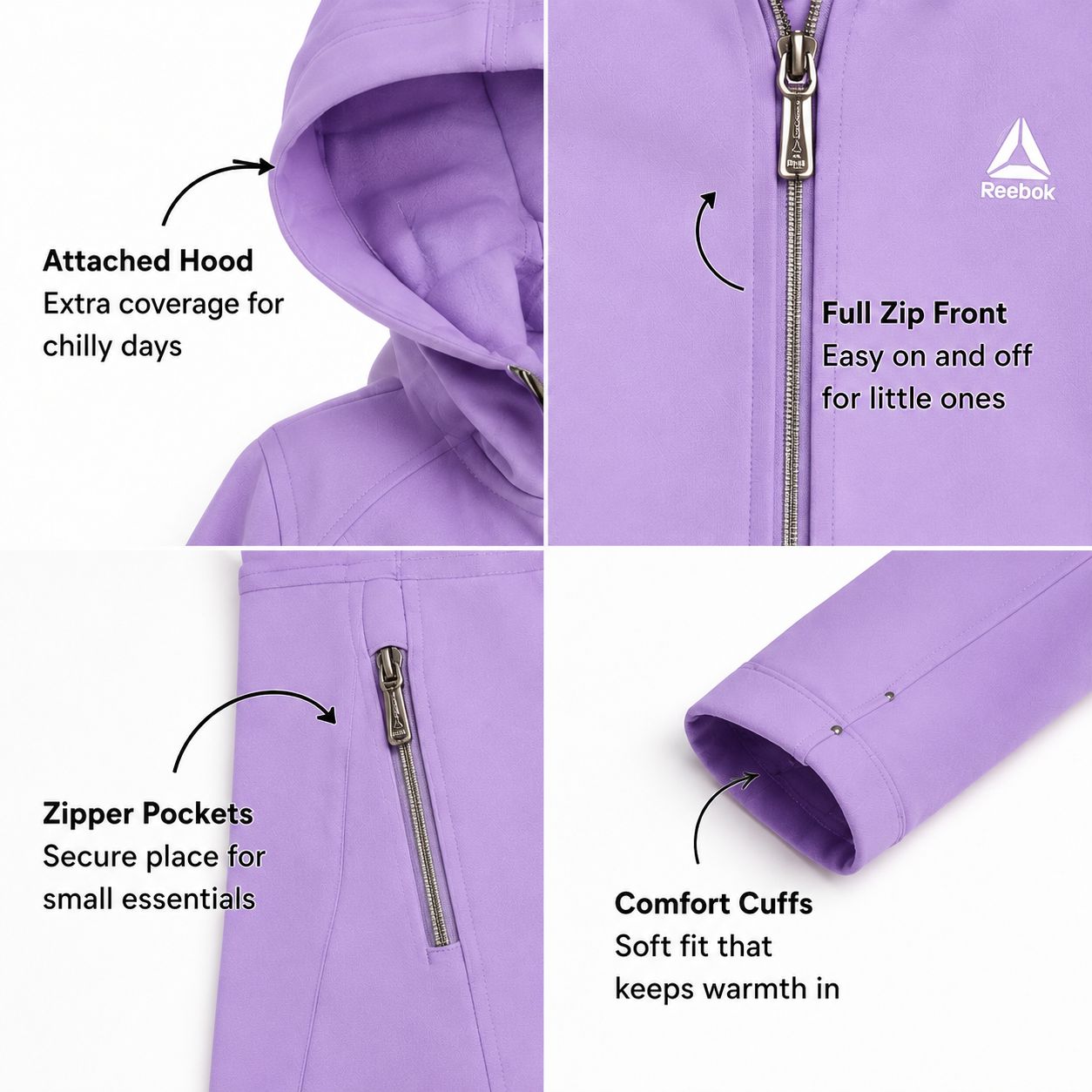 Reebok Toddler Girl's Delta Lite Jacket, Sizes 2T-5T