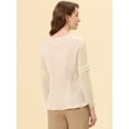 thumbnail image 4 of INSPIRE CHIC Women's Work Chiffon Keyhole Neck Elegant Top Apricot S, 4 of 5