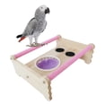 thumbnail image 3 of DOLITY Parrot Pet Bird Stand Perch Play with Water Food Bowl Portable Pink, 3 of 9