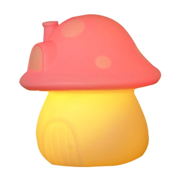 Mushroom Shaped Led Night Light Blush Pvc 9.5X9.5X7cm Cute Creative Bedroom Ornament for Children’S Room Romantic Atmosphere Item