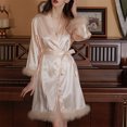 thumbnail image 1 of Tawop Peignoirs Kimono pour Femmes Ensemble de Pyjamas pour Femmes Peignoir Robe Décontractée Nuisette pour Femmes Beige m, 1 of 4