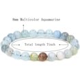 thumbnail image 2 of Bracelet Extensible Unisexe en Perles Rondes 8 mm en Pierre Précieuse Aigue-Marine Multicolore Naturelle 7 Pouces, 2 of 5
