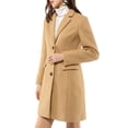 thumbnail image 4 of INSPIRE CHIC Manteau Long d'Hiver pour Femme à Revers Cranté, Manches Longues, Simple Boutonnage, Brun, G, 4 of 7