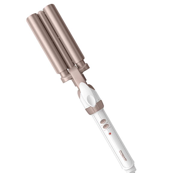 Conair Double Ceramic Triple Barrel Waver, 3/4 inch Barrels, Rose Gold & White, Gift for Her, 1 Pk