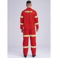 thumbnail image 4 of Hansber Costume de Pompier d'Halloween pour Homme Uniforme de Pompier Bandes Réfléchissantes Sécurité Ensemble 4 Pcs pour Cosplay Fête Rouge 190, 4 of 7