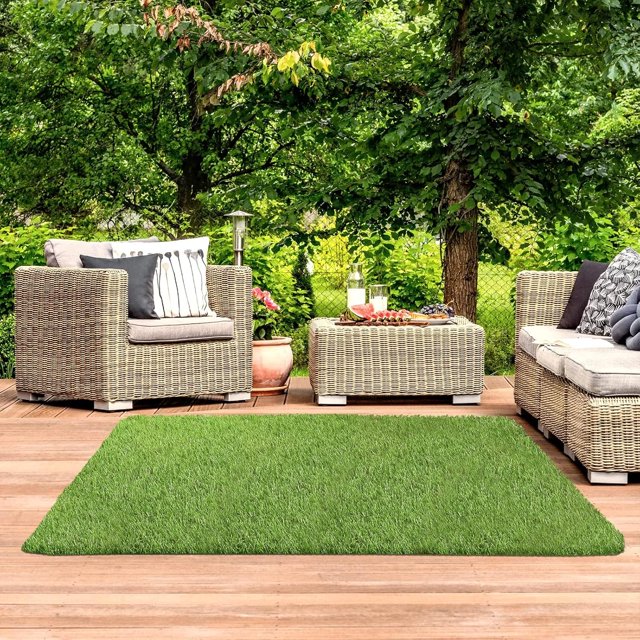 Artificial Grass Rug Outdoor Doormats 40"x59" Fake Grass Artificial Turf Mat Turf Rugs with Drainage Hole 1.4in High Pile Patch Carpet for Dogs Garden Lawn Patio Balcony Landscape