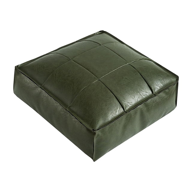 GROWTH TANK Pouf Doux Repose-Pieds Fait à la Main Coussin de Sol Carré Cuir PU Pouf Marocain Vert