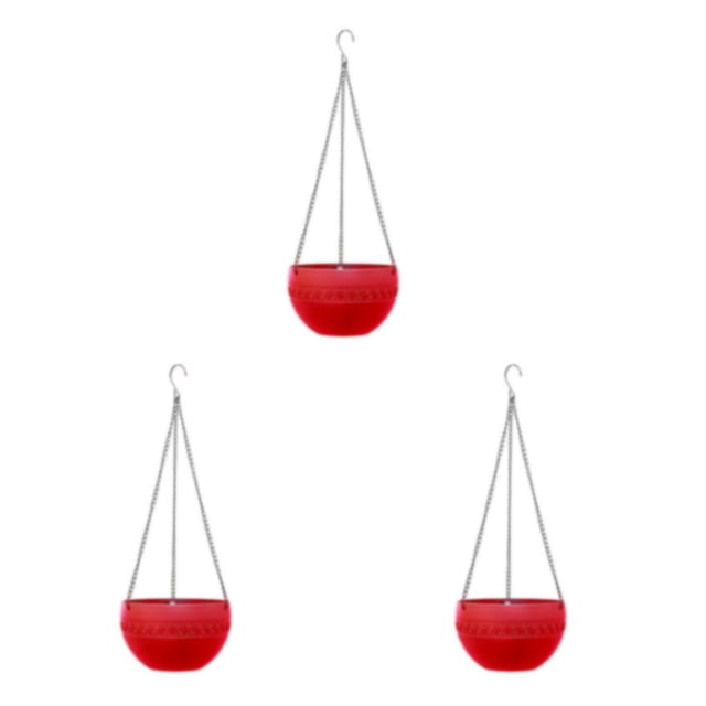 ZheElen 2piece Stylish And Practical Hanging Flower Pots For Indoor And Outdoor red 3Set