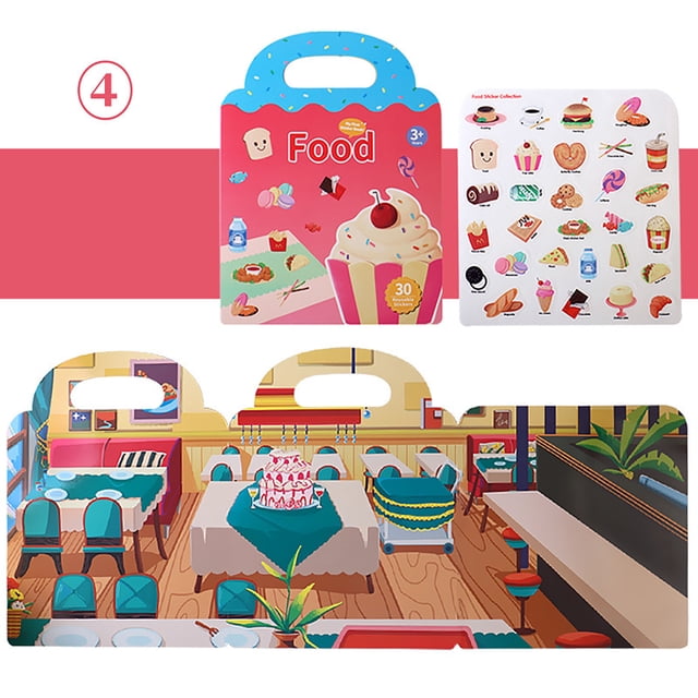 Meitianfacai Reusable Sticker Book Children's Stickers Activity Books Children's Guide Stickers Kids Learning Educational Toy Sticker