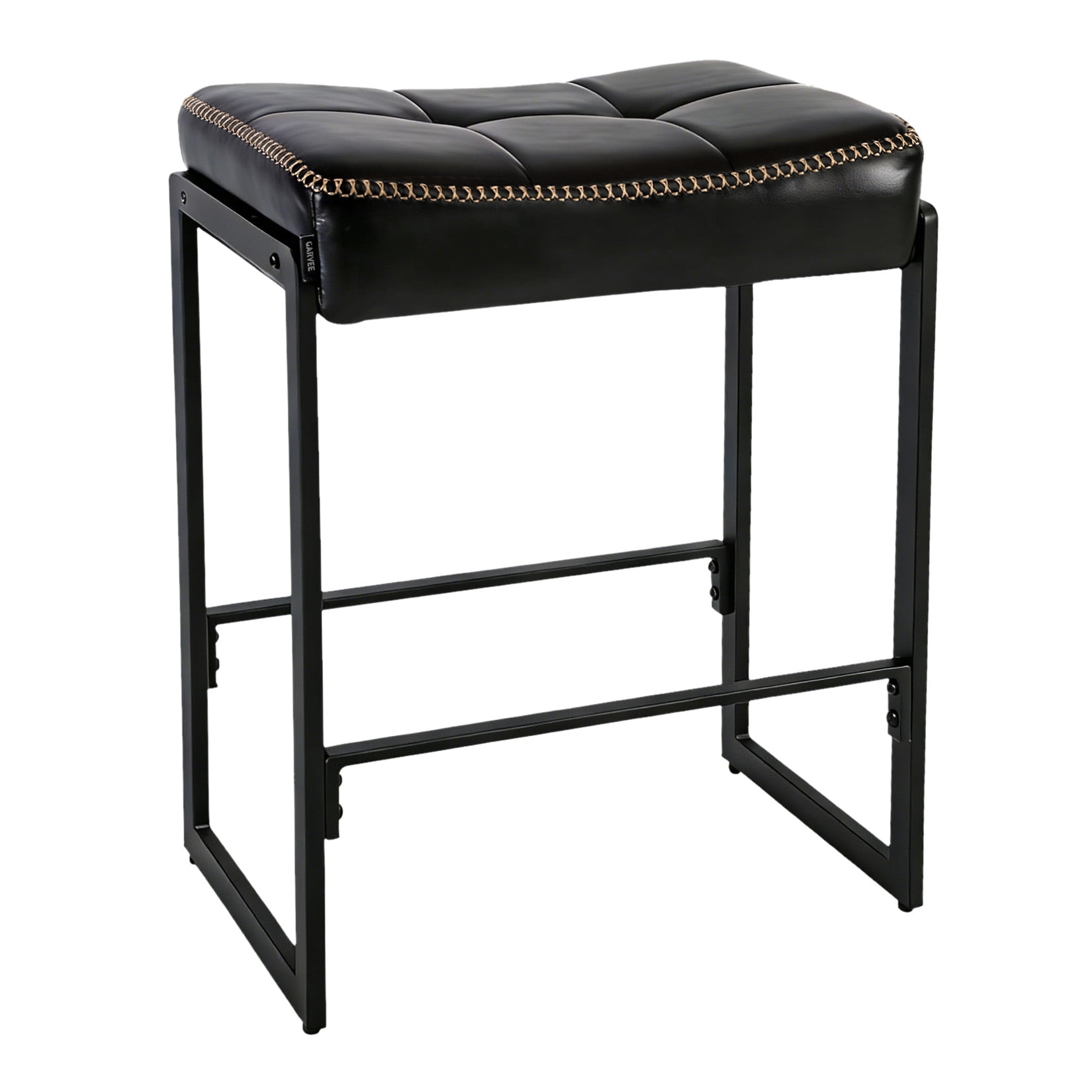 26 Inch Height Kitchen Counter Barstool, PU Leather Upholstered Bar Chairs with Footrest, Modern Bar Stools for Living Room, Dining