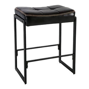 26 Inch Height Kitchen Counter Barstool, PU Leather Upholstered Bar Chairs with Footrest, Modern Bar Stools for Living Room, Dining