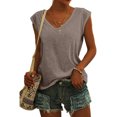 thumbnail image 2 of Birdeem Womens Solid Color Cap Sleeve Blouses T-Shirt Casual Loose Fit Basic Shirts Tank Tops, 2 of 8