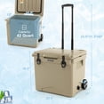 thumbnail image 3 of Costway 42 Qt Portable Cooler Roto Molded Ice Chest Insulated 5-7 Days with wheels Handle Tan, 3 of 10