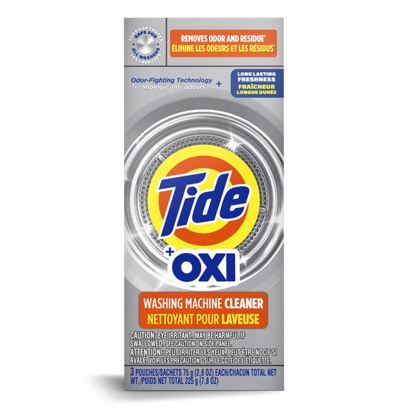 Tide Washing Machine Cleaner with Oxi Powder, Odor Eliminator and Washer Residue Remover, 3 Count