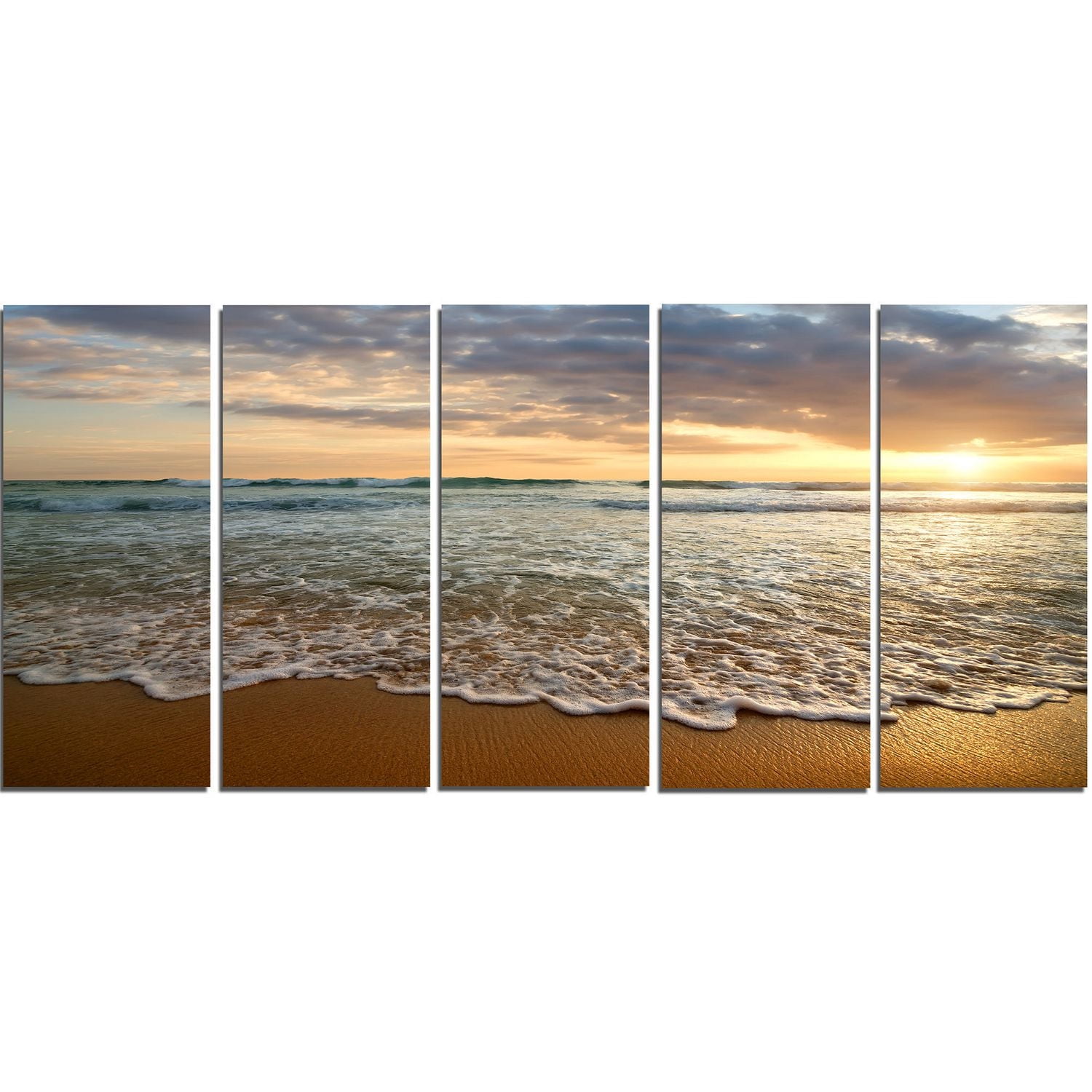 Tableau à toile Design Art Paysage marin contemporain Crépuscule brillant nuageux sur mer calme