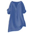 thumbnail image 3 of Baberdicy Chemises à Col Surdimensionné - Hauts Amples Unis pour Femmes (Lin Respirant, de Bureau à Week-End) Bleu m, 3 of 8