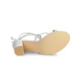 thumbnail image 3 of BLISSFUL STEP Women's Shoes Open Toe Lace Up Block Heel Strappy Heels Silver 7, 3 of 8
