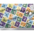 thumbnail image 3 of Soimoi Purple Moss Georgette Fabric Floral & Insect Patchwork Print Fabric by The Yard 42 Inch Wide, 3 of 3
