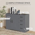 thumbnail image 4 of HOMCOM Buffet Armoire de Rangement avec Armoire à 2 Portes et 4 Tiroirs, Gris, 4 of 10
