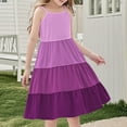 thumbnail image 5 of NJDVHB Robe d'Été pour Tout-Petit, Robe de Plage pour Fillette, Robe de Fête pour Fille, Robe d'Été Boho à Bretelles Décontractée Sans Manches à Étages Style Camisole pour Fillette, Violet, 150, 5 of 5