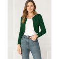 thumbnail image 3 of INSPIRE CHIC Women's Solid Curved Hem Long Sleeves Crop Shrug Cardigan, 3 of 5