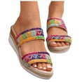thumbnail image 2 of IUJSOY Women's Wedge Platform Sandals Espadrilles Two Strap Colorful Embroidery Slip on Slides, 2 of 9