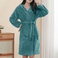 thumbnail image 2 of Women’s Hooded Fleece Bathrobe – Plush Short Robe with Waist Belt & Pockets (Cozy Lounge Essential), 2 of 5