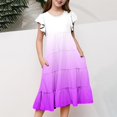 thumbnail image 2 of WERYOUNG Robes Filles Été Décontracté Mode Dégradé Manches Volantées Robe Évasée Robe Bohème Bébé Mignonne Fête Robe Ligne A Robe d'Été,Purple1,6-7 Ans, 2 of 7