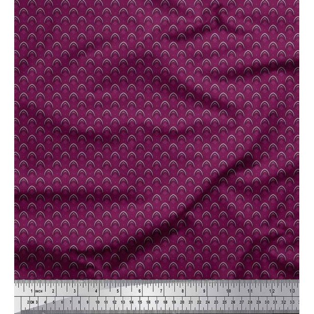 Soimoi Crepe Silk Fabric Dot & Curve Block Printed Fabric 1 Yard 42 Inch Wide