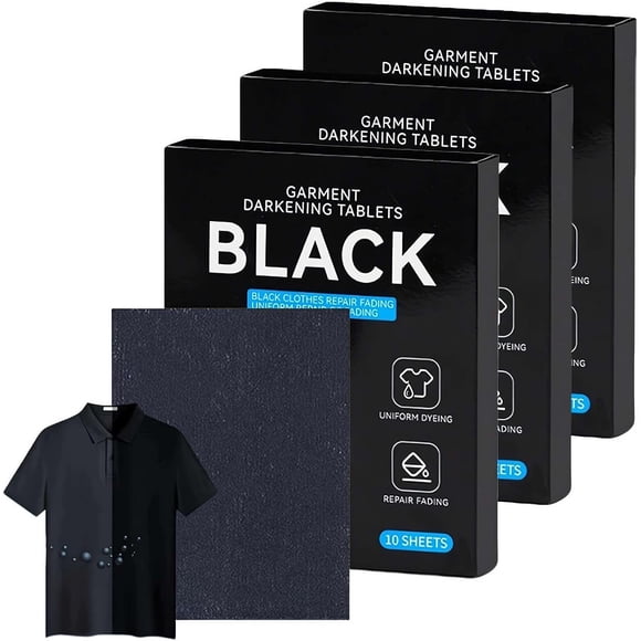 Black Fabric Dye Tablets for Clothes,Clothes Black Natural Dye Laundry Supplies Fabric Paint Tablets ,Washing Machines Fabric Dye Kit,Machine Wash Safe Color Restorer & Refresher(3pcs - LI - Black )