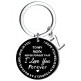 thumbnail image 1 of Creative DIY To My SON Black Stainless Steel Last Name 26 Letter Keychain 2.5cm, 1 of 8