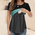 thumbnail image 1 of QIPOPIQ Shirt T - d'Allaitement à Blocs de Couleur Maternité Haut à Manches Courtes pour l'Allaitement Grossesse Chandail avec Poche Liquidation, 1 of 5