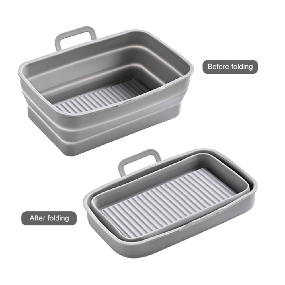 Silicone Crisper Tray, Deluxe Air Fry in Your Oven, Air Fryer Tray for Oven, Air Fryer Baking Pan, Air Fryer Basket for Oven (Rectangle - Gray)