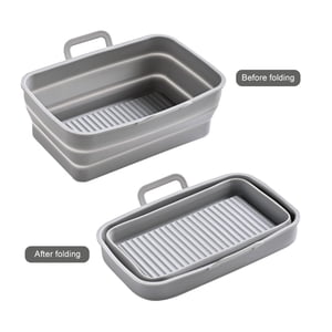 Silicone Crisper Tray, Deluxe Air Fry in Your Oven, Air Fryer Tray for Oven, Air Fryer Baking Pan, Air Fryer Basket for Oven (Rectangle - Gray)