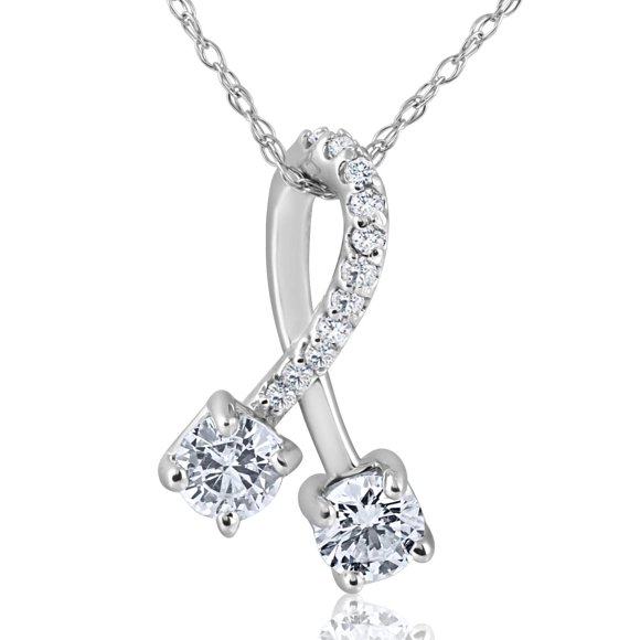 Pendentif Freeform Forever Us en Diamants Deux Pierres 5/8 Ct en Or Blanc 10 K 5/8 Po de Hauteur