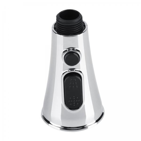 Lipstore 2xKitchen Sink Faucet Head with a stylish G1/2 connector, designed for versatile use in showers and sinks. Made of lightweight engineering-grade PP material, this replacement faucet head measures approximately 8.2 cm in length and 5.1 cm in diameter. Features two spray modes—concentrated and jet spray—controlled by a button. The polished chrome finish adds a sleek look, and the universal G1/2 connector ensures compatibility with most kitchen and bathroom faucets. Package includes two faucet head replacements.