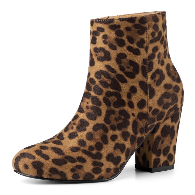 Unique Bargains Women's Side Zipper Block Heel Ankle Boots