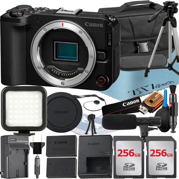 Canon EOS R50 V Appareil Photo Sans Miroir (Boîtier Seulement) avec 2 Cartes Mémoire 256 Go + Étui + Trépied + Ensemble d'Accessoires ZeeTech