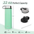 thumbnail image 4 of Costway Bouteille d'Eau Isolée à Double Paroi 22 oz en Acier Inoxydable avec 2 Couvercles et Paille, 4 of 10