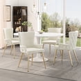 thumbnail image 1 of Noble House 5-Piece Dining Set, White Extendable Round Table for 4–6 with 4 Velvet Chairs, Gold Metal Legs, Beige, 1 of 9