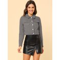 thumbnail image 3 of INSPIRE CHIC Veste en Denim Courte à Manches Longues Boutonnée pour Femme, 3 of 6